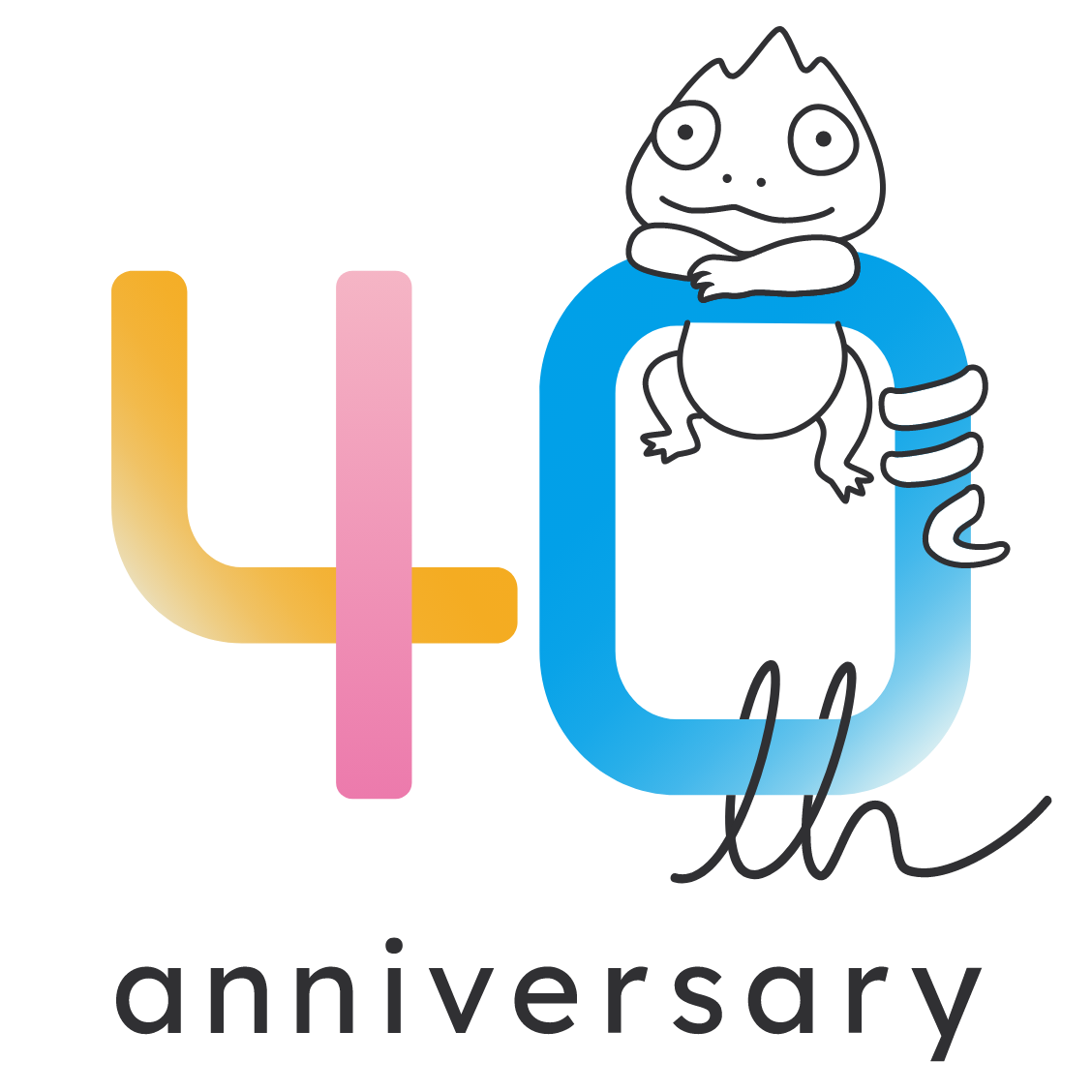 キャラクターが絡んでいる40周年ロゴのバリエーション